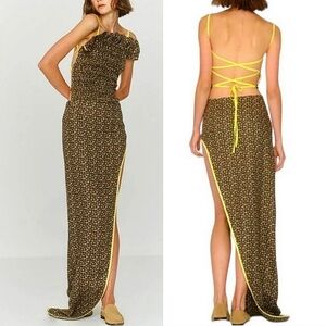 SIEDRES Backless Floral Dress with Yellow Accents